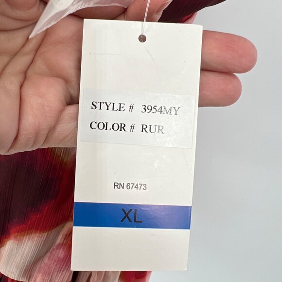 Taylor Printed Wrap Sleeveless Dress Red Pink Floral With Belt Size XL NWT - Picture 11 of 12